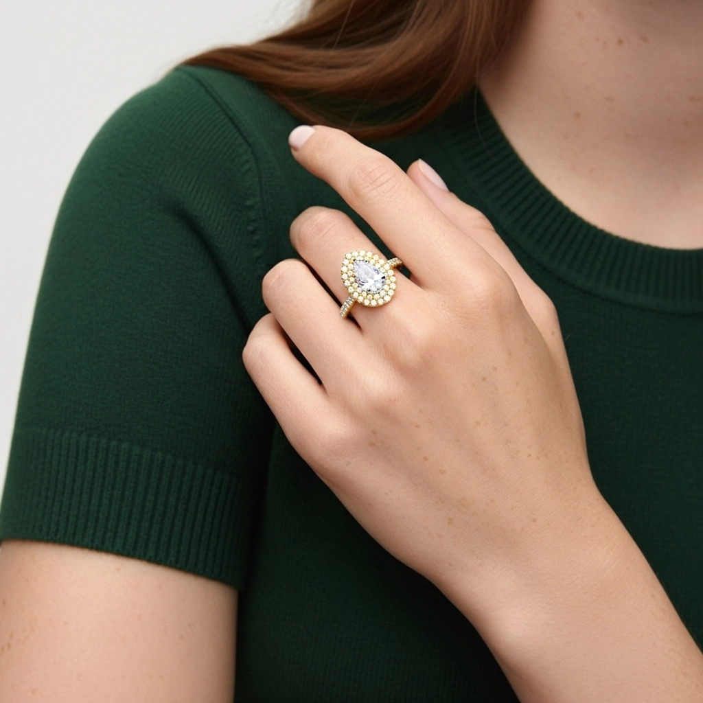 925 Sterling Silver Moissanite Engagement Ring