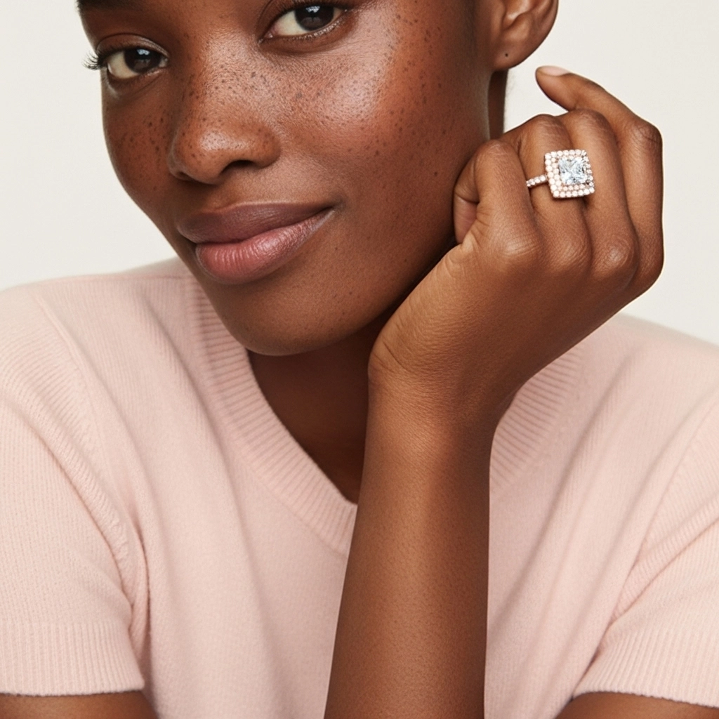 925 Sterling Silver Moissanite Engagement Ring