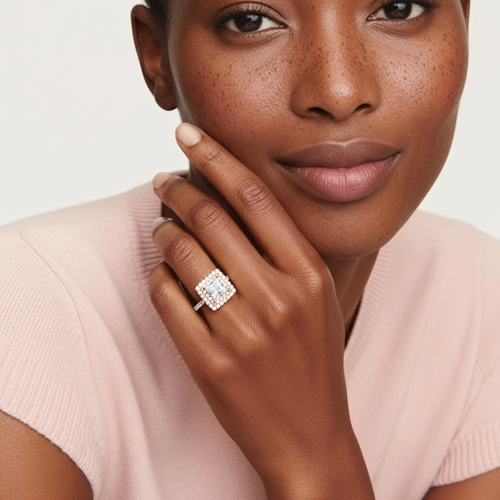 925 Sterling Silver Moissanite Engagement Ring