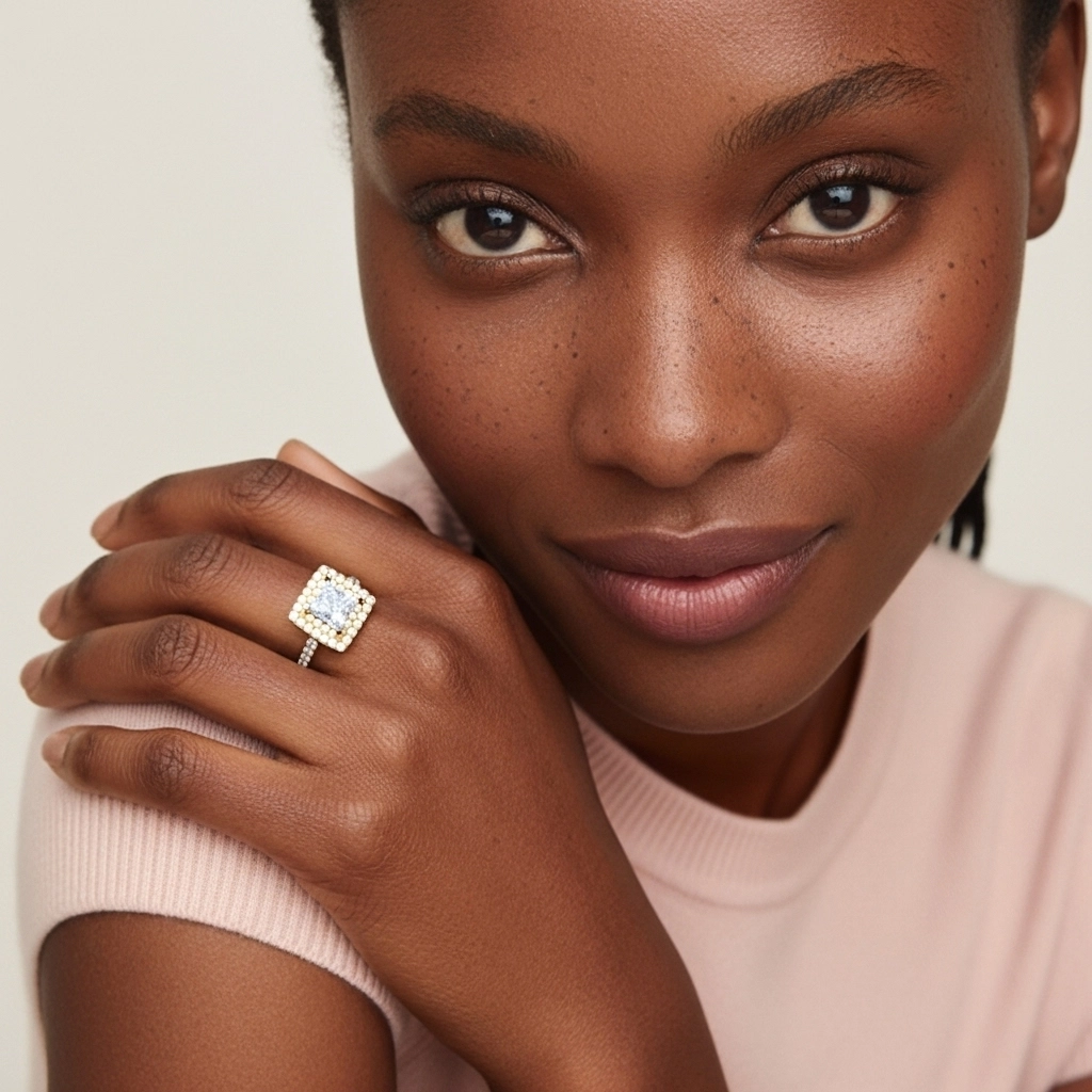 Luxury Princess 1.00ct Moissanite Engagement Ring