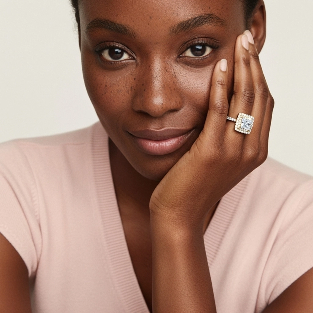 Luxury Princess 1.00ct Moissanite Engagement Ring