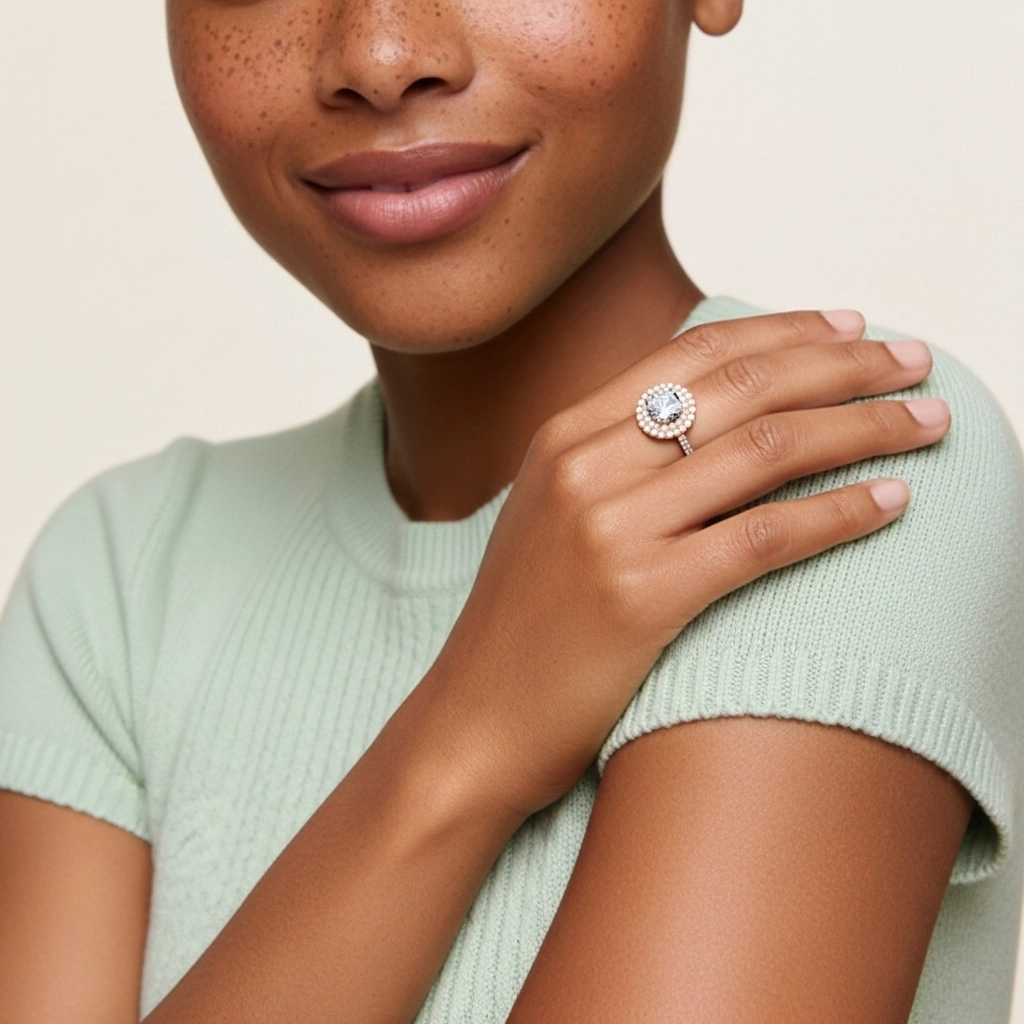 Luxury Round 1.00ct Moissanite Engagement Ring