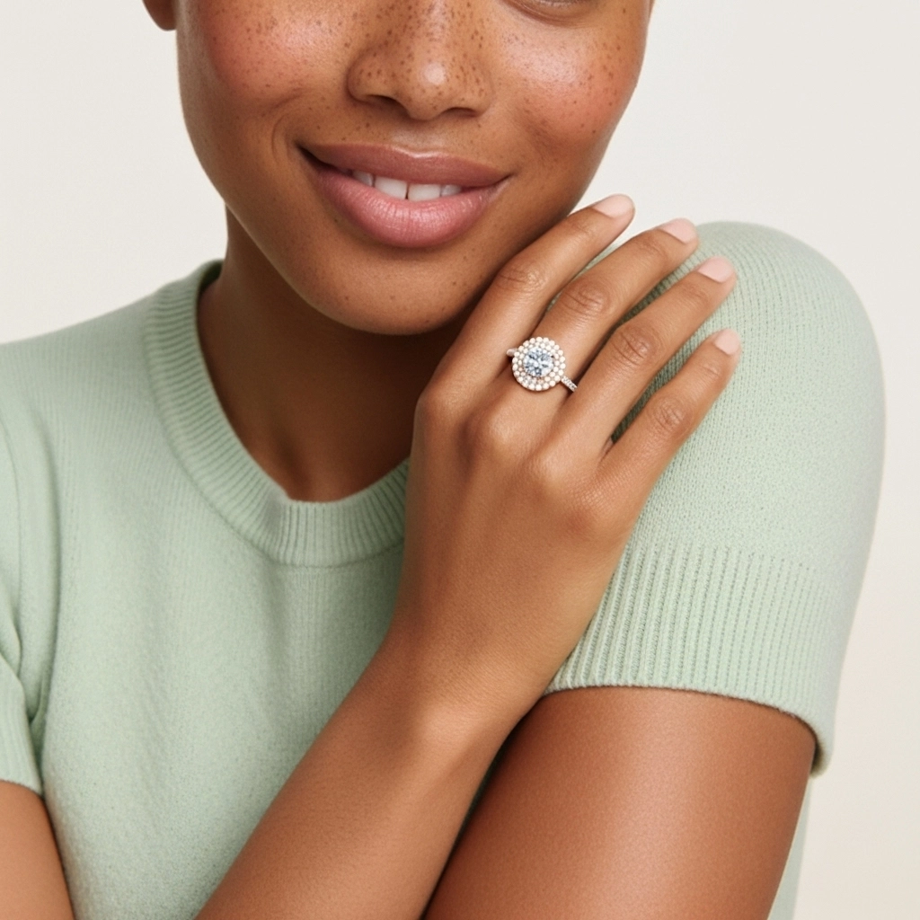 Luxury Round 1.00ct Moissanite Engagement Ring