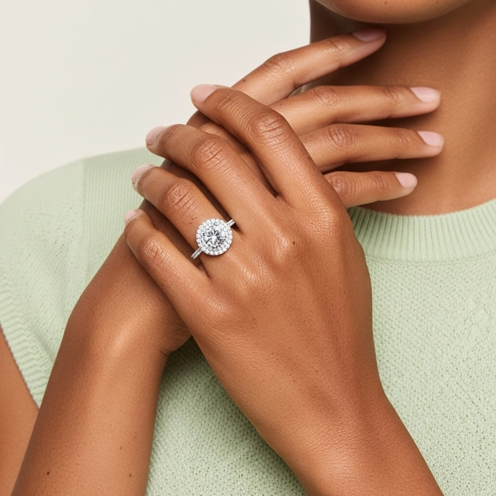 925 Sterling Silver Moissanite Engagement Ring