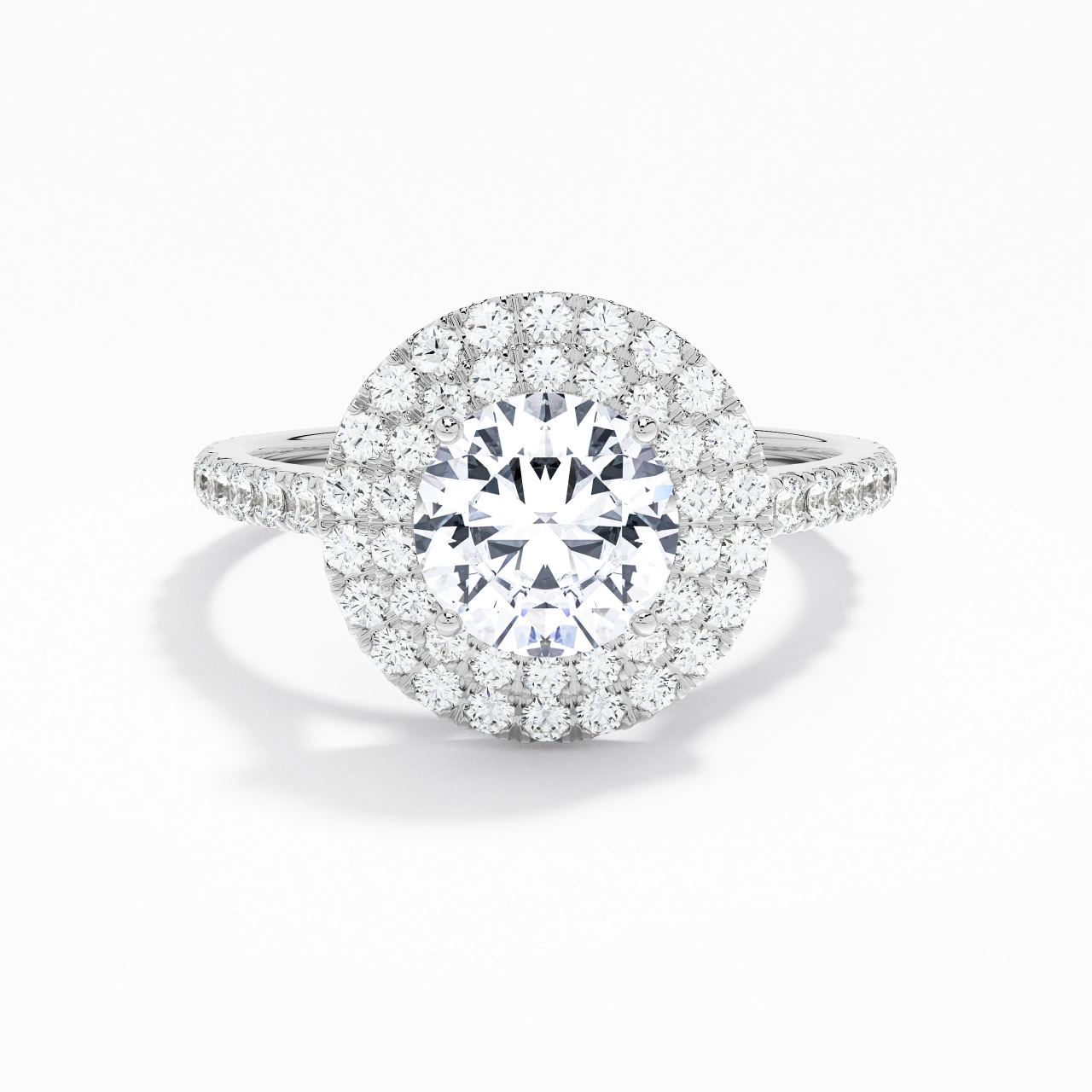 Luxury Round 1.00ct Moissanite Engagement Ring