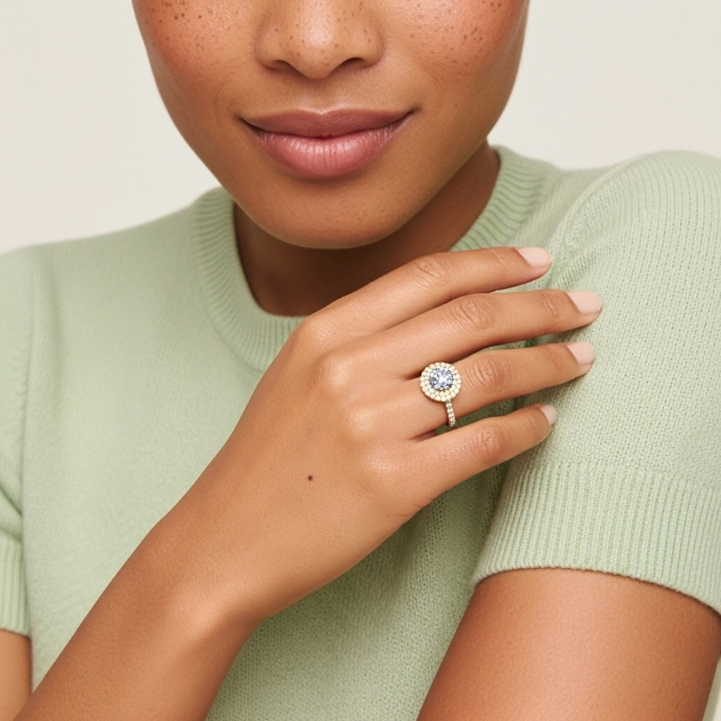 925 Sterling Silver Moissanite Engagement Ring