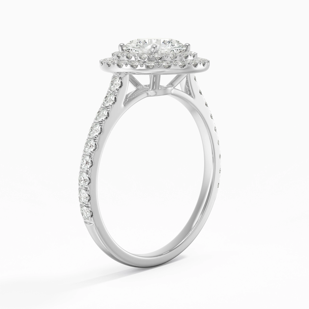 Luxury Round 1.00ct Moissanite Engagement Ring