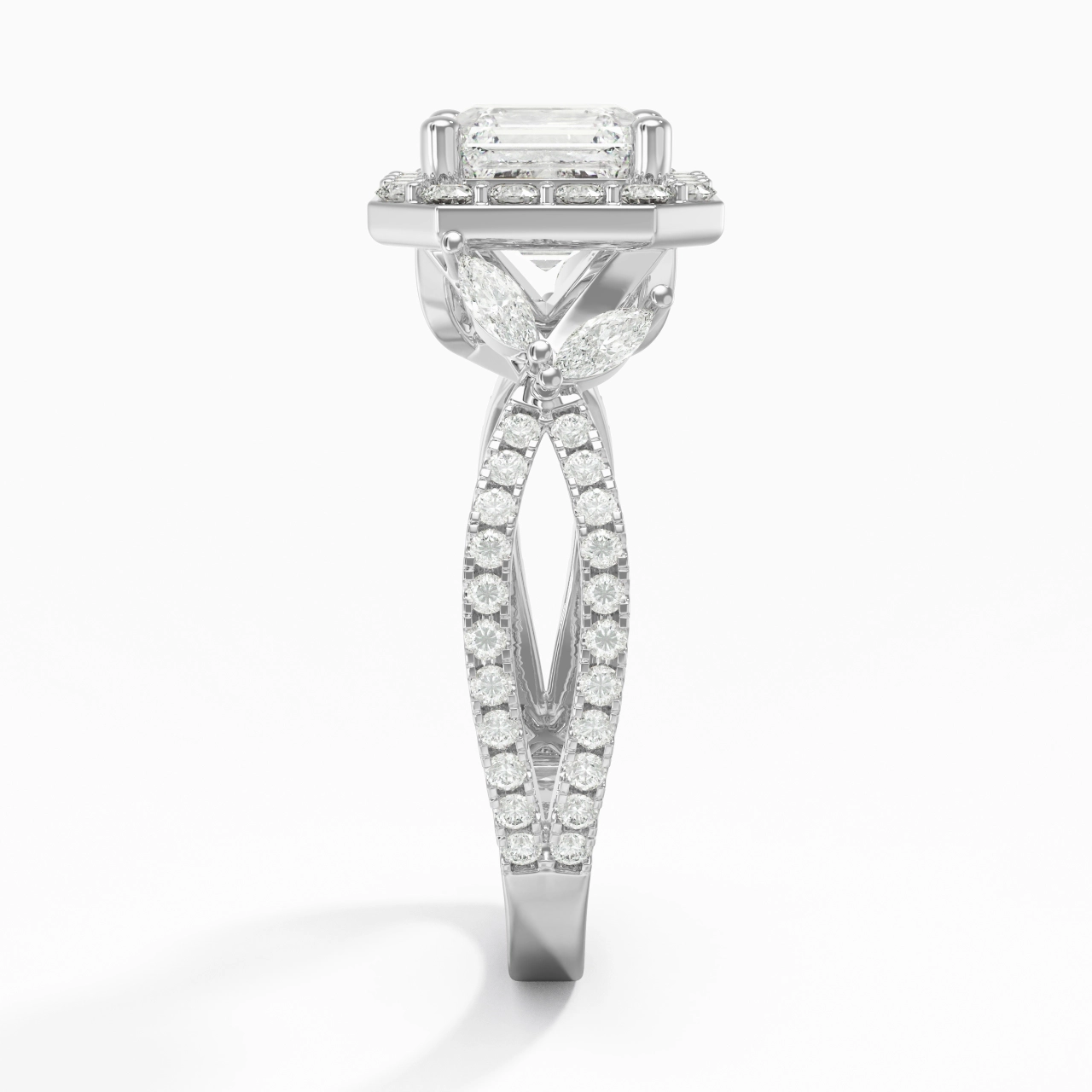 Nature Asscher 1.50ct Moissanite Engagement Ring