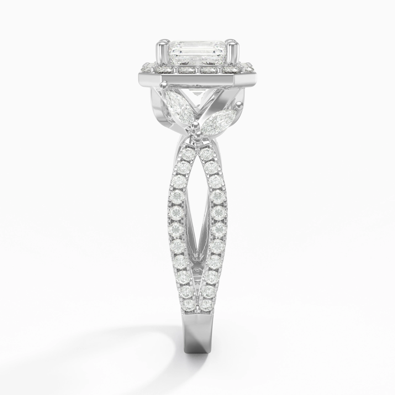 Nature Asscher 1.00ct Moissanite Bague de fiançailles