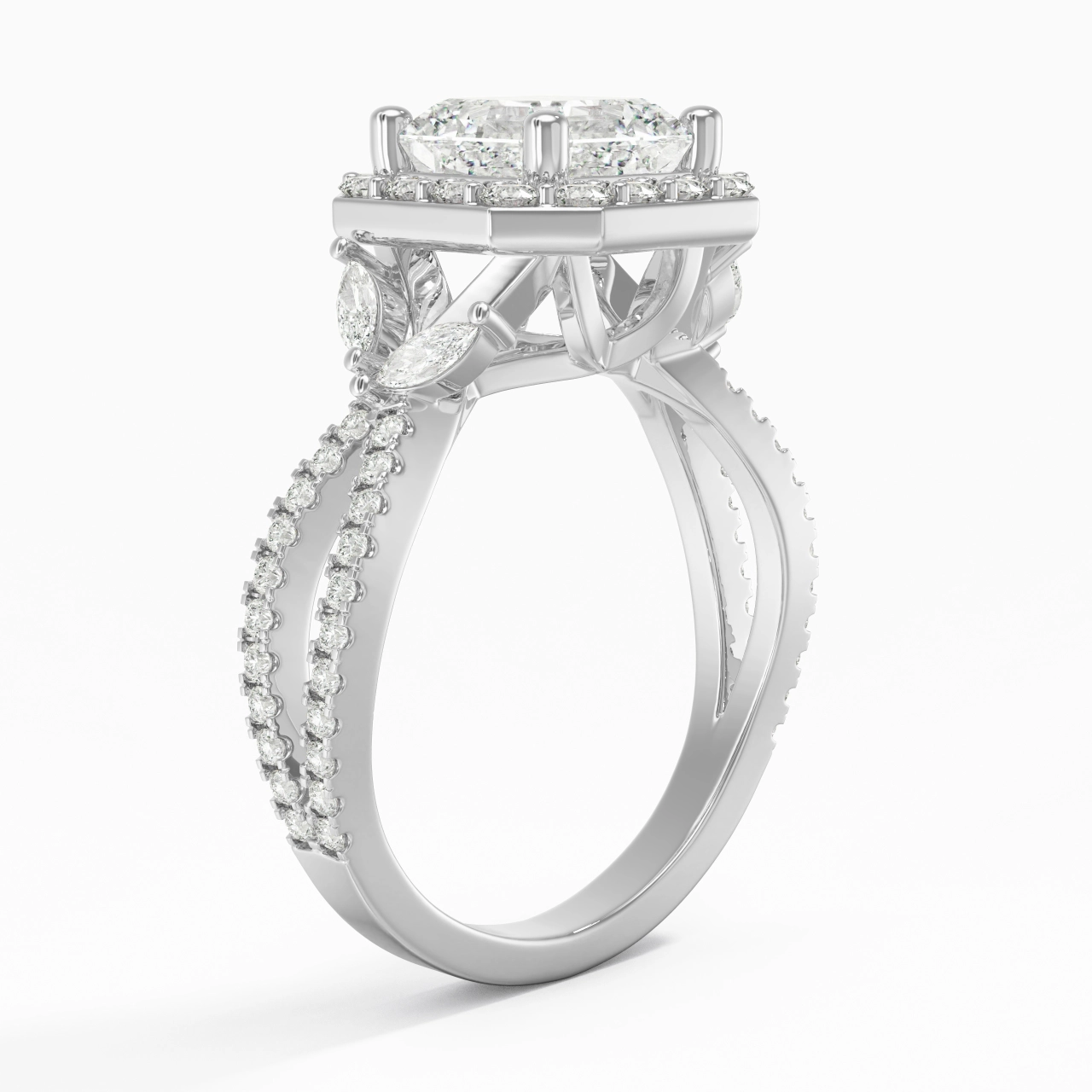 Nature Asscher 2.00ct Moissanite Engagement Ring