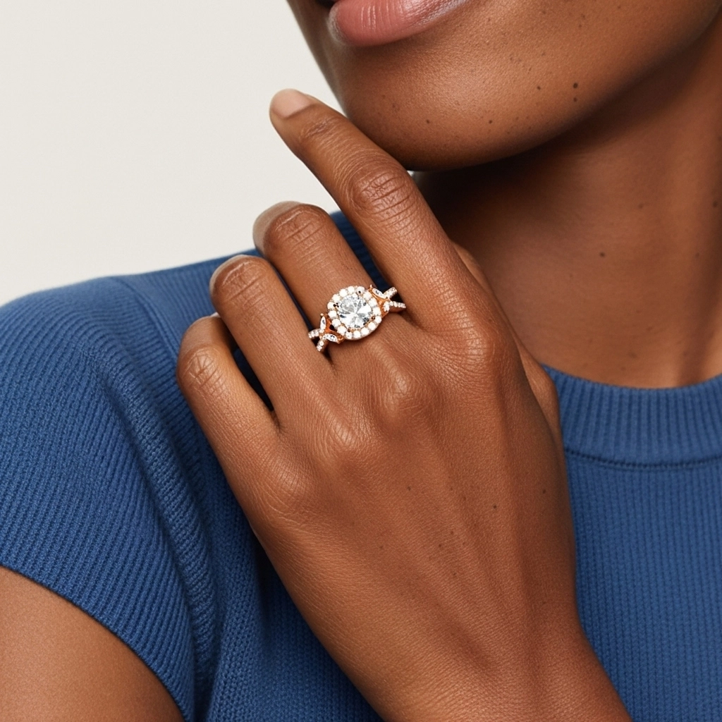 Nature Coussin 2.00ct Moissanite Bague de fiançailles