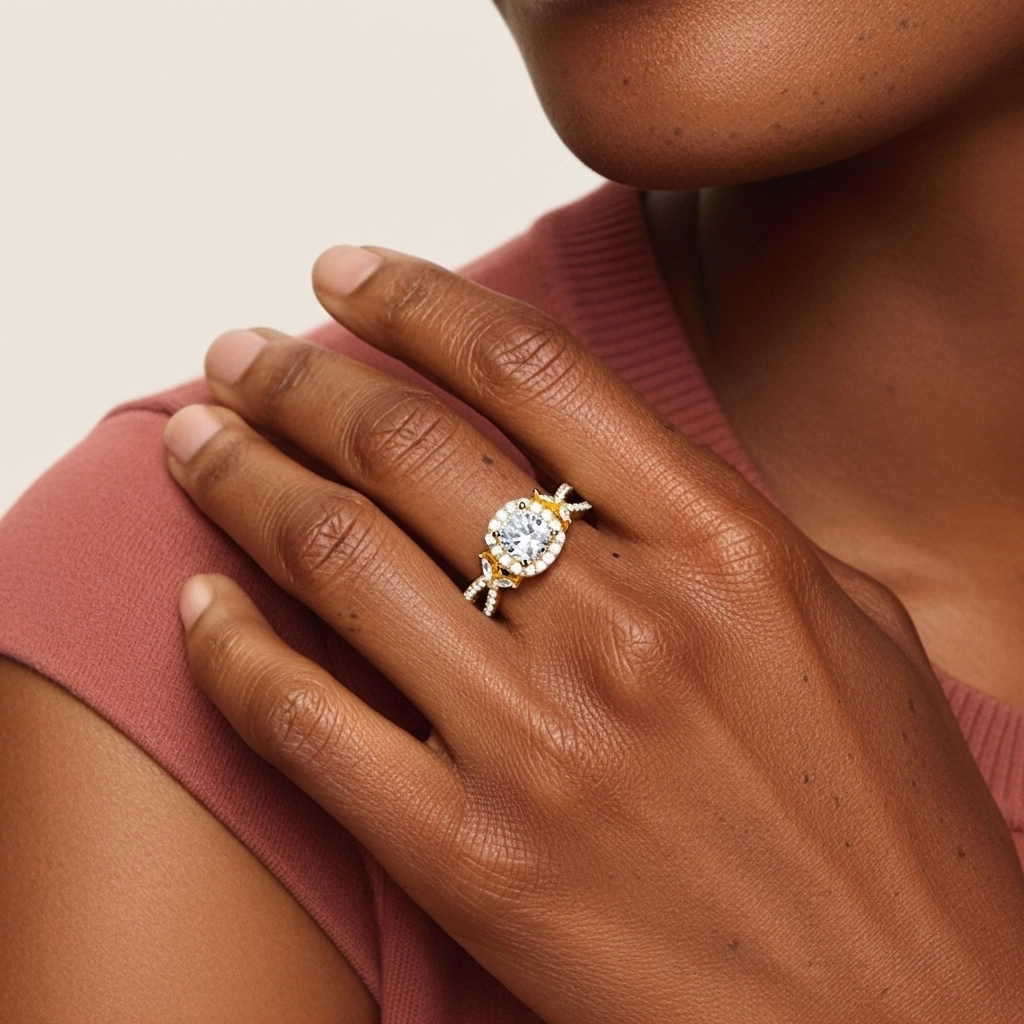 Nature Coussin 2.00ct Moissanite Bague de fiançailles