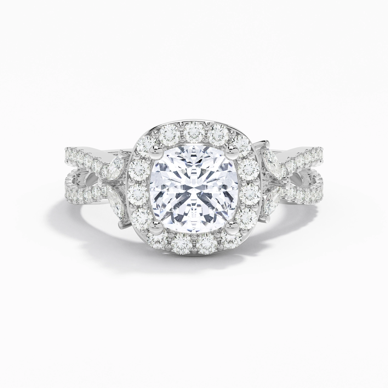 Nature Cushion 2.00ct Moissanite Engagement Ring