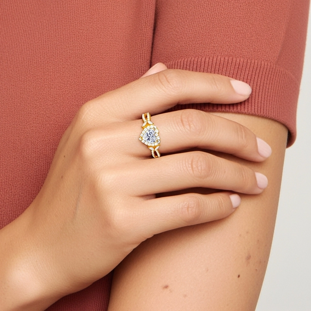 Leaf Halo Engagement Ring 1.50ct Moissanite