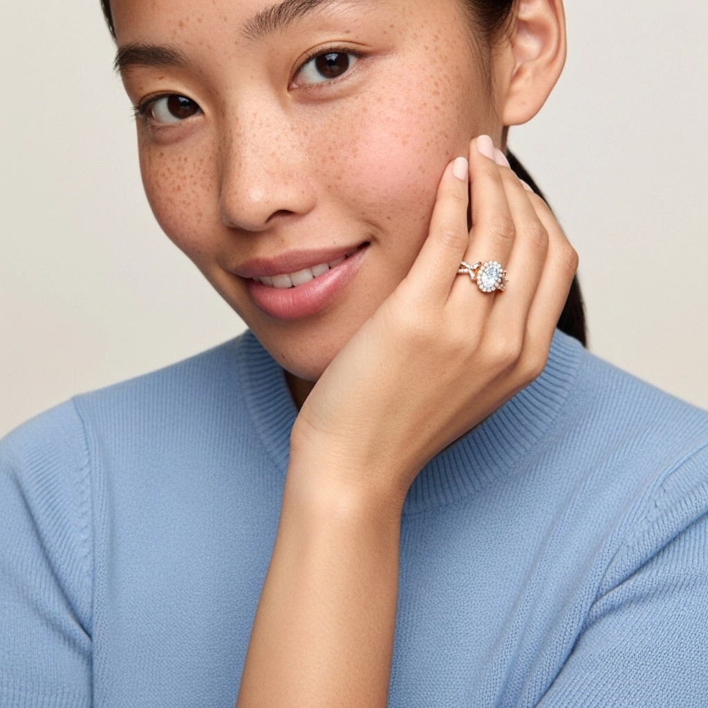 Nature Oval 1.50ct Moissanite Engagement Ring