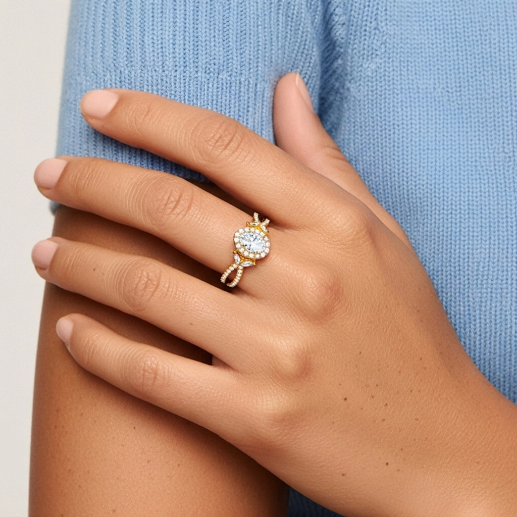 Nature Ovale 1.50ct Moissanite Bague de fiançailles