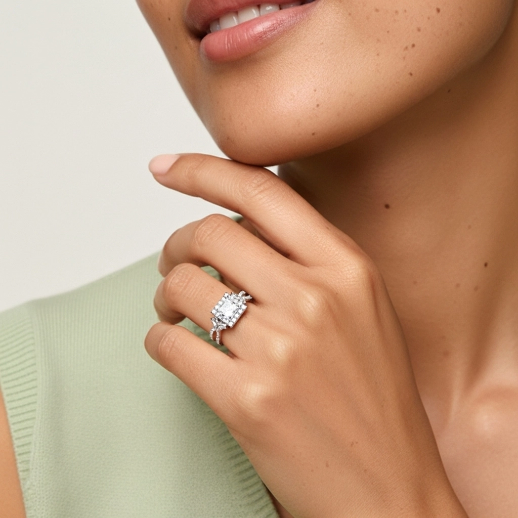 Nature Princess 1.50ct Moissanite Engagement Ring