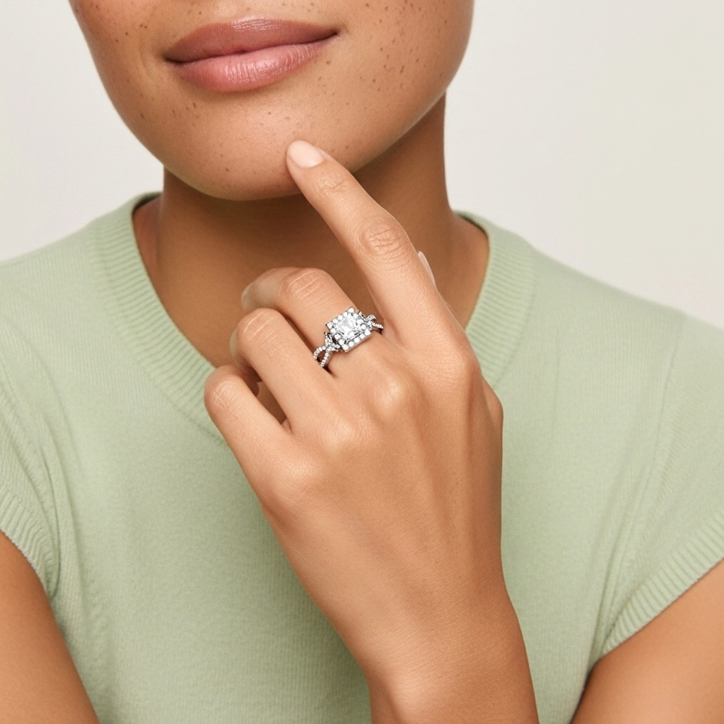 Nature Princess 1.50ct Moissanite Engagement Ring