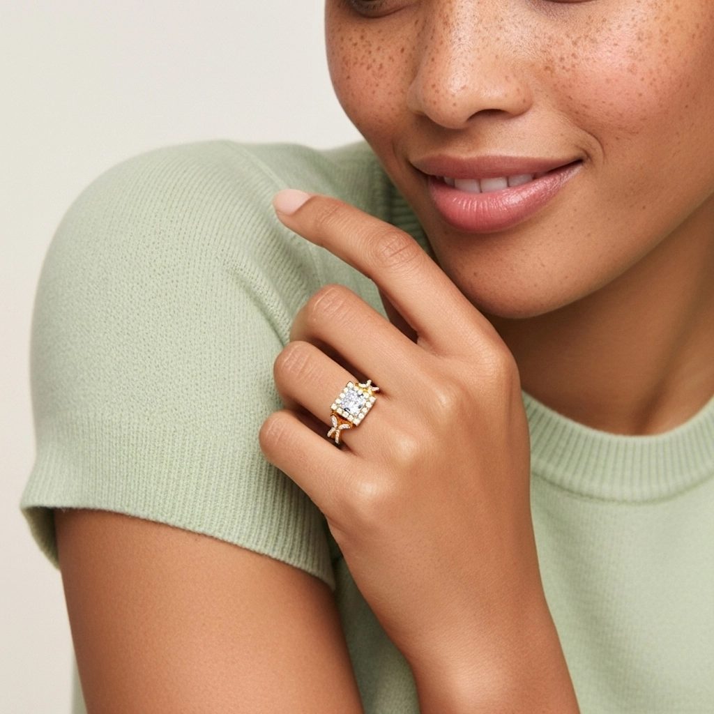 Nature Princess 1.50ct Moissanite Engagement Ring