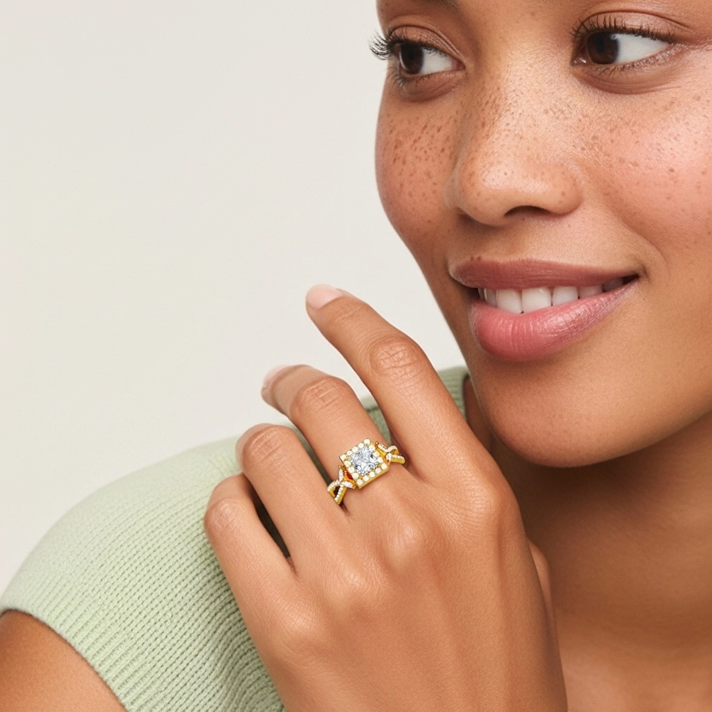 Nature Princess 1.50ct Moissanite Engagement Ring