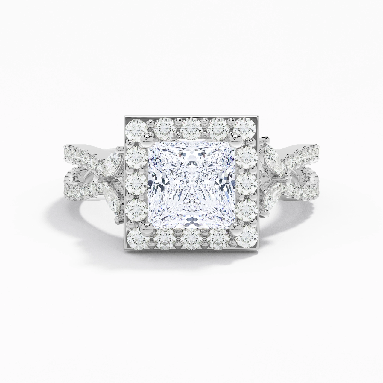 Nature Princess 2.00ct Moissanite Engagement Ring