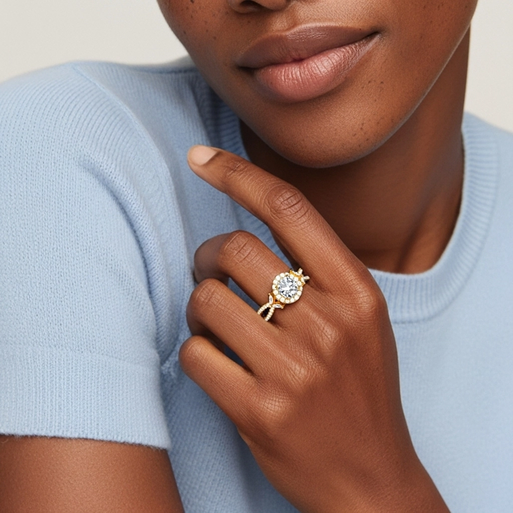 Nature Round 1.00ct Moissanite Engagement Ring