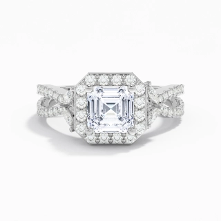 Feuille Halo Bague de fiançailles 1.50ct Moissanite