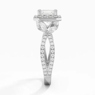 Nature Asscher 1.00ct Moissanite Engagement Ring