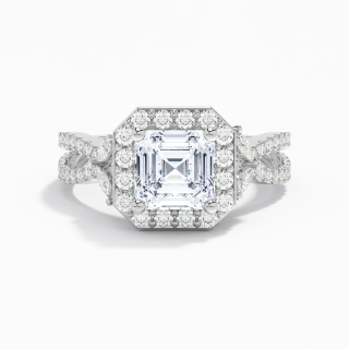 Nature Asscher 2.00ct Moissanite Engagement Ring