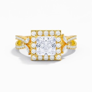 Feuille Halo Bague de fiançailles 1.50ct Moissanite