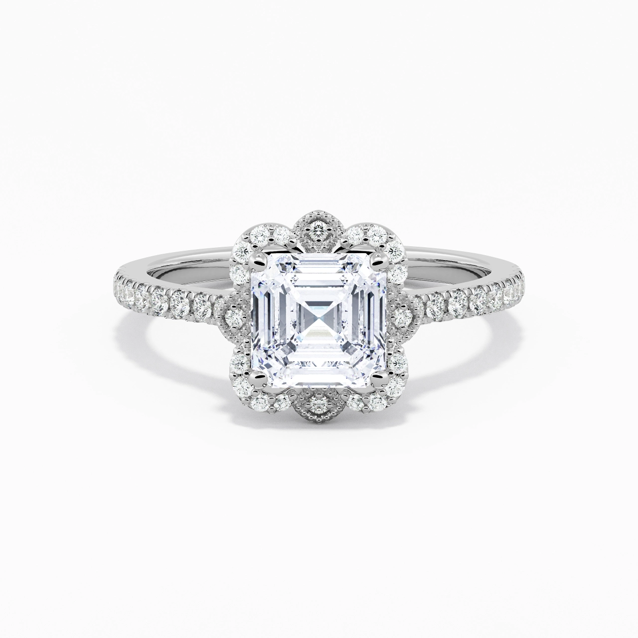 Rétro Asscher 1.50ct Moissanite Bague de fiançailles