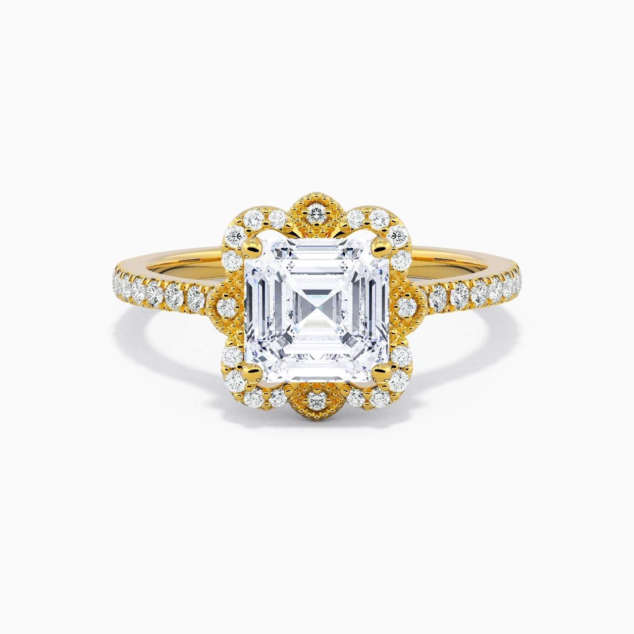 Rétro Asscher 2.00ct Moissanite Bague de fiançailles Signet Bague de fiançailles