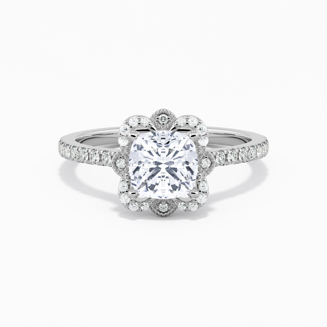 Vintage Cushion 1.50ct Moissanite Engagement Ring