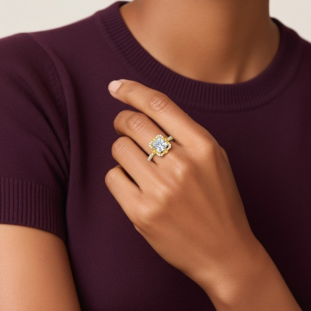 925 Sterling Silver Moissanite Engagement Ring