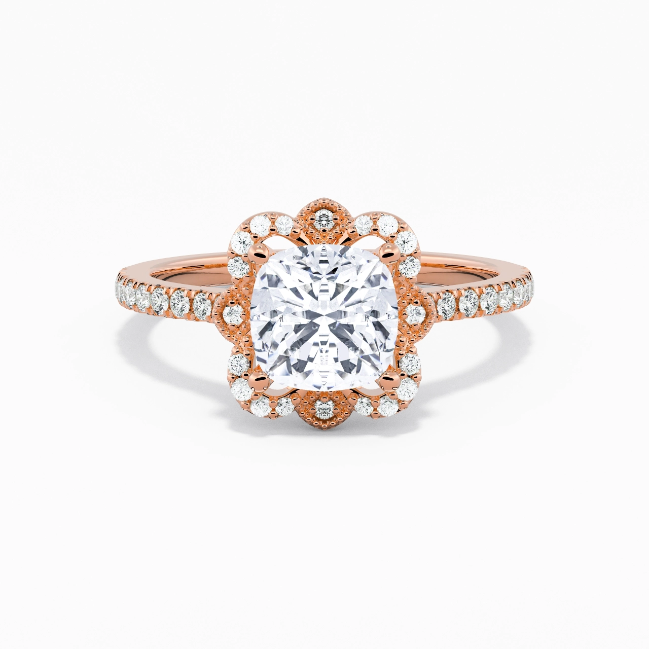 Rétro Coussin 2.00ct Moissanite Bague de fiançailles