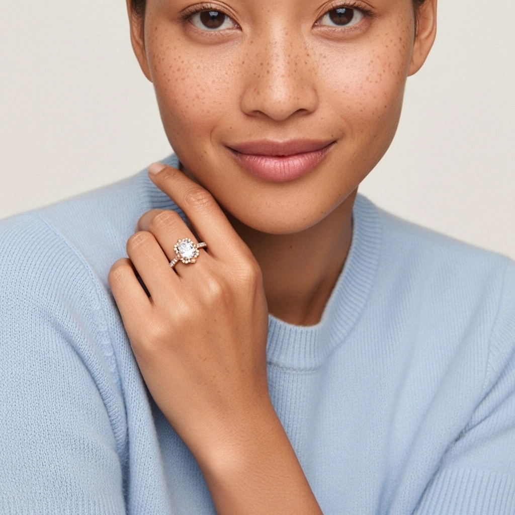 Rétro Ovale 2.00ct Moissanite Bague de fiançailles