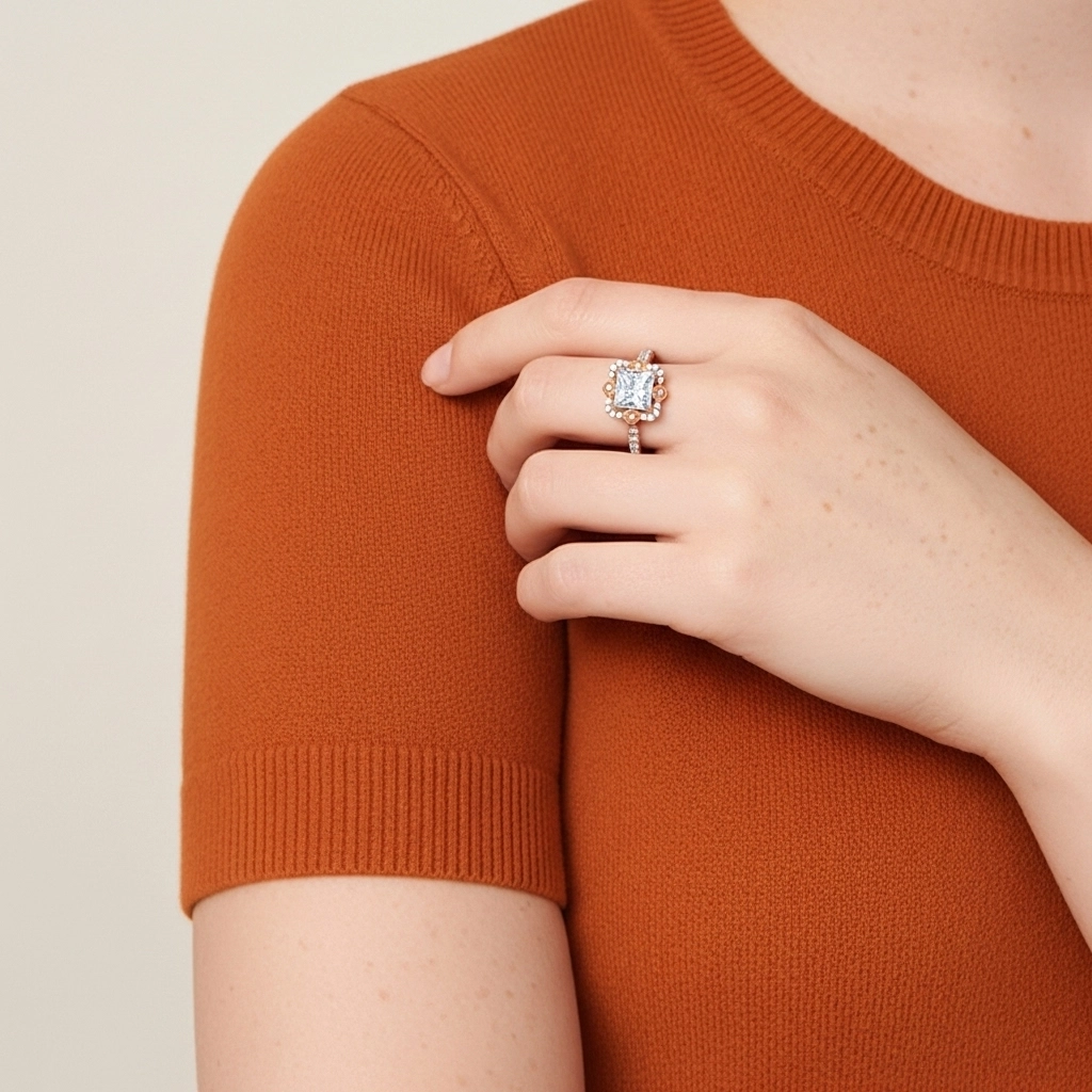 925 Sterling Silver Moissanite Engagement Ring