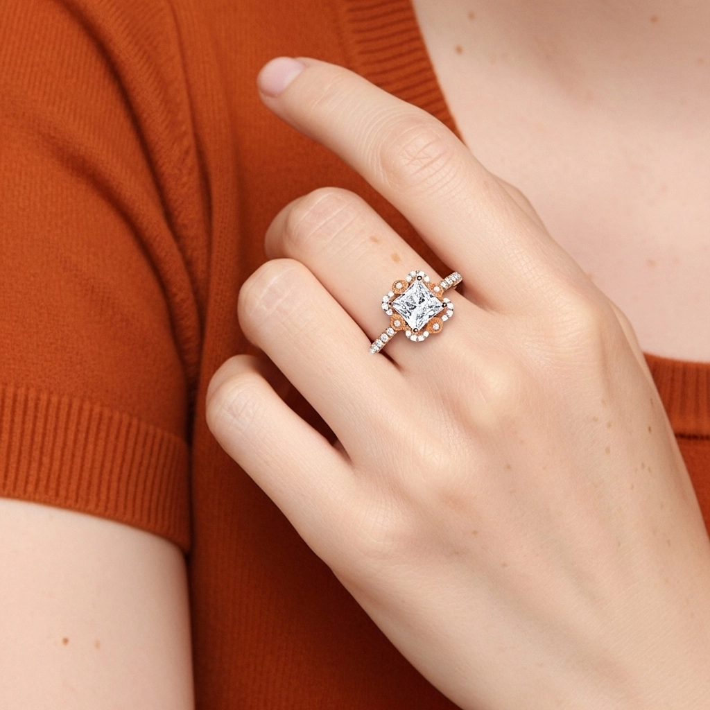 925 Sterling Silver Moissanite Engagement Ring