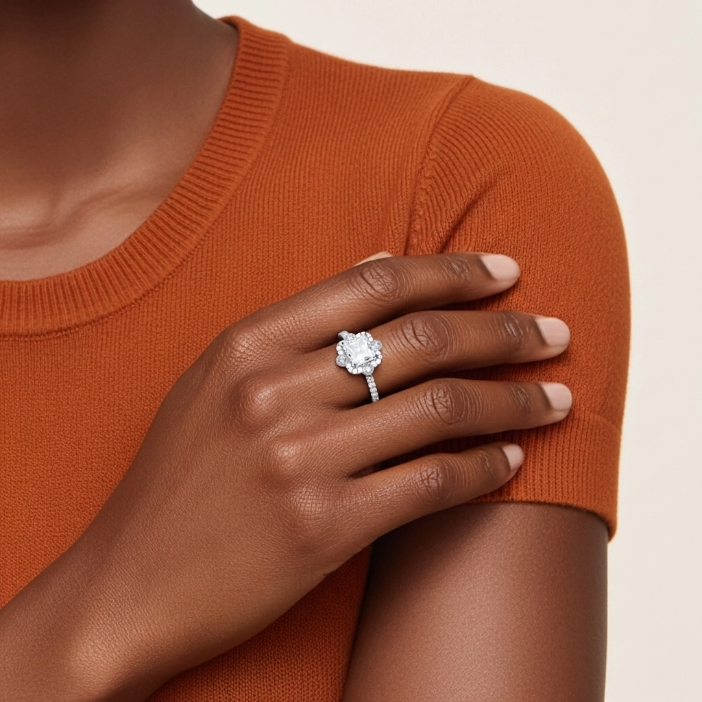 Vintage Princess 1.50ct Moissanite Engagement Ring Signet Engagement Ring