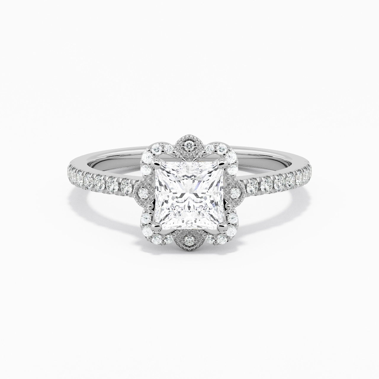 Vintage Princess 1.00ct Moissanite Engagement Ring