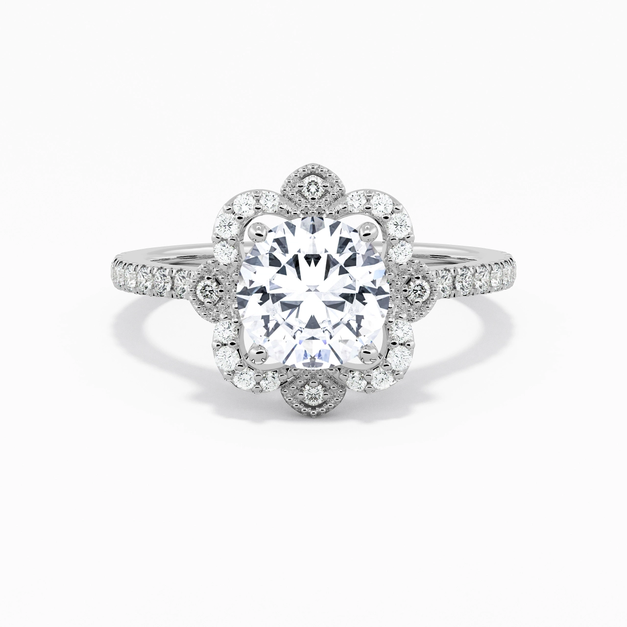 Rétro Rond 1.50ct Moissanite Bague de fiançailles