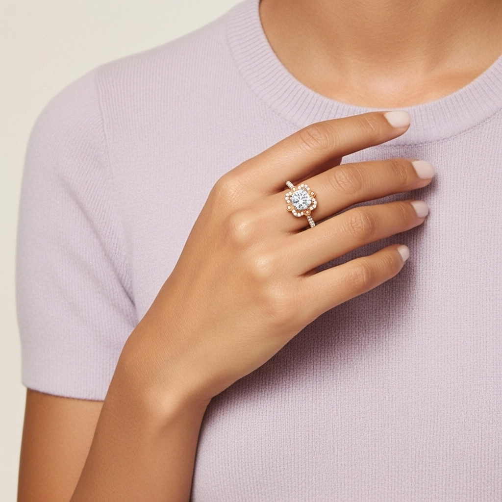 925 Sterling Silver Moissanite Engagement Ring