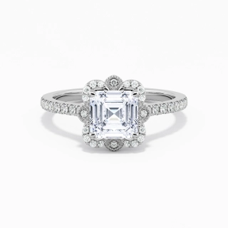 Rétro Asscher 1.50ct Moissanite Bague de fiançailles