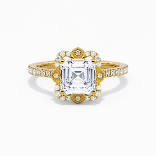 Rétro Asscher 2.00ct Moissanite Bague de fiançailles Signet Bague de fiançailles