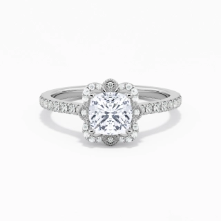 Vintage Cushion 1.00ct Moissanite Engagement Ring