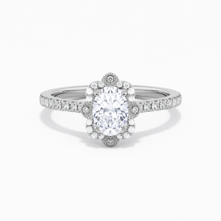 Vintage Oval 1.00ct Moissanite Engagement Ring