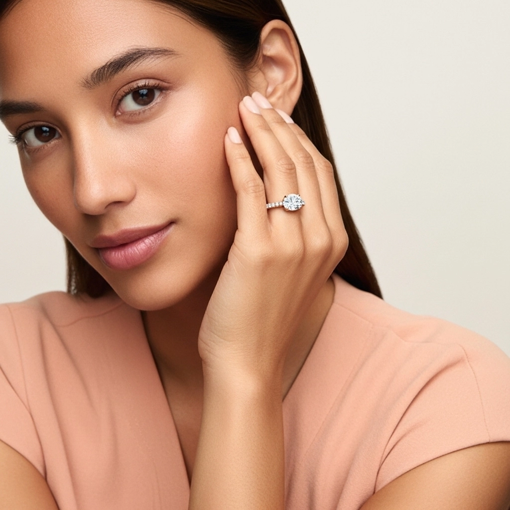 1.00ct Moissanite Engagement Ring 14K Rose Gold