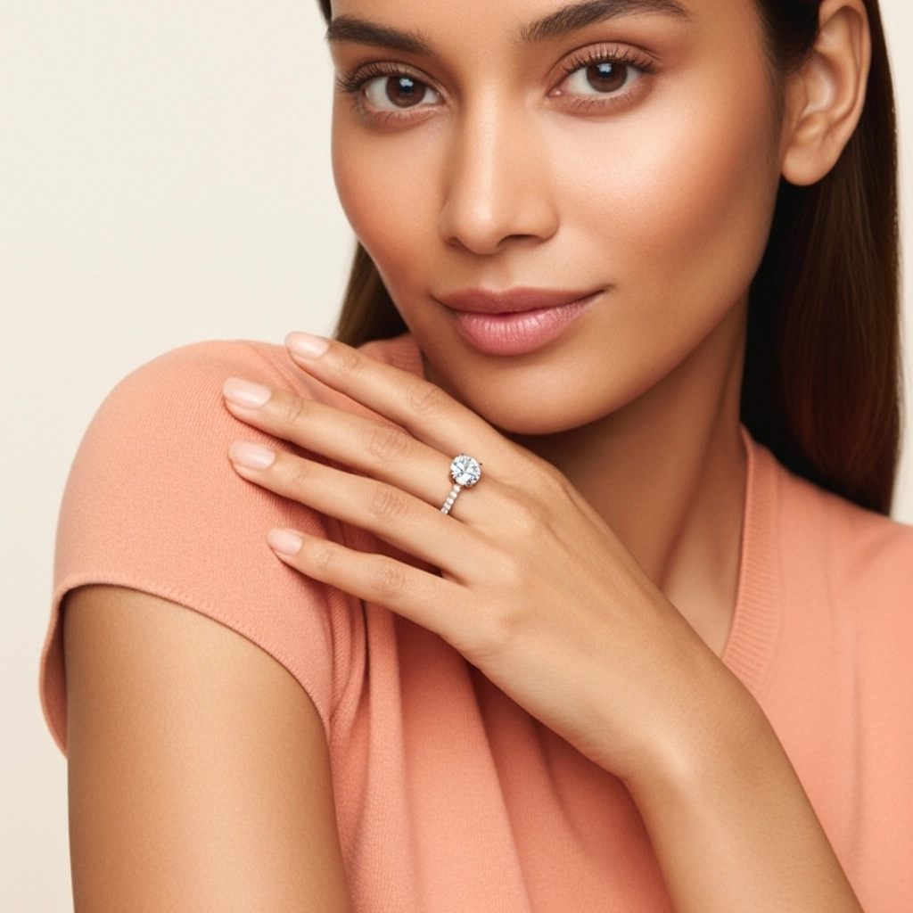 1.50ct Moissanite Engagement Ring 14K Rose Gold