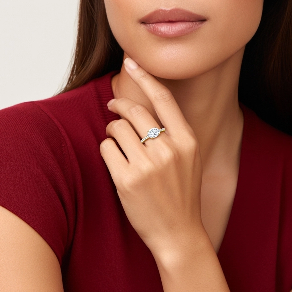 1.00ct Moissanite Engagement Ring 14K Gold