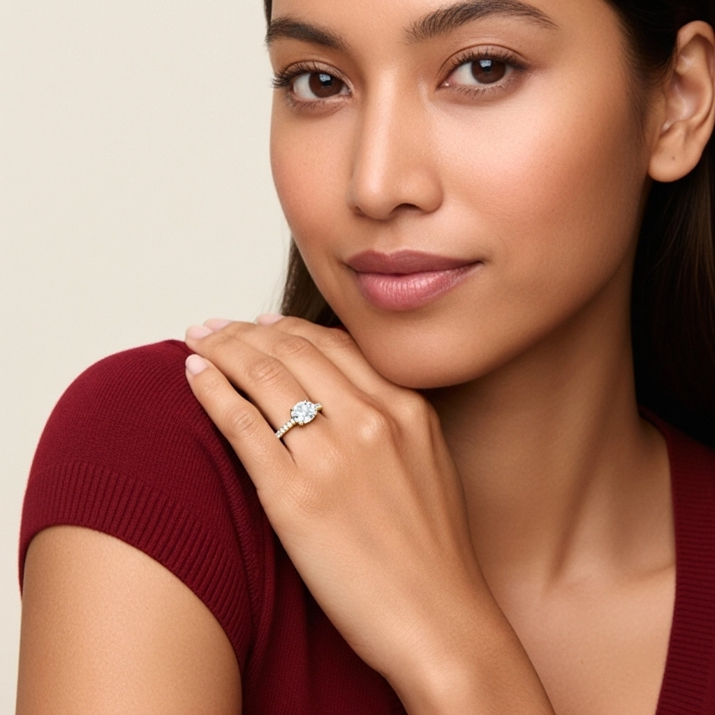 1.00ct Moissanite Engagement Ring 14K Gold